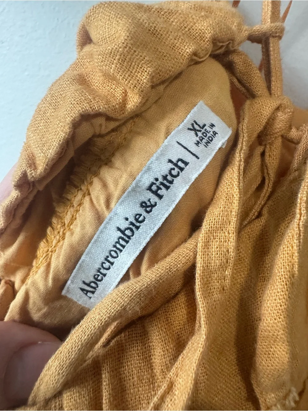 Abercrombie and Fitch mustard yellow dress maxi cotton linen blend